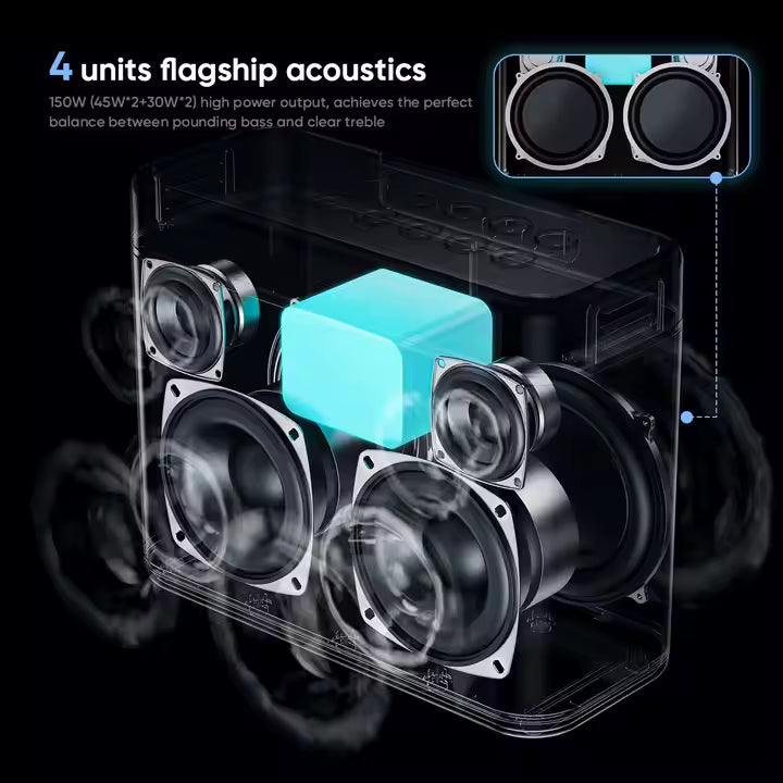VIDVIE High End 150W Heavy Metal Subwoofer Speaker Bass Wireless Portable Outdoor Dual Microphone Karaoke Parlante Speakers
