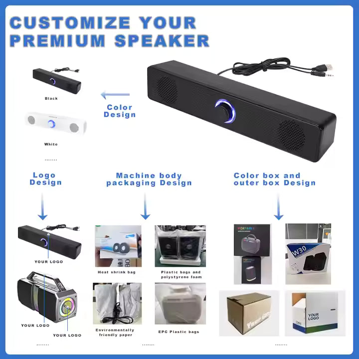 Professional RGB LED Computer Audio USB Computer Desktop Small Wood Home Mini Portable Selling Gaming Speakers