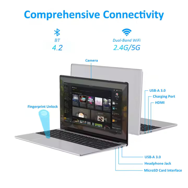 New Laptop Computer 1920*1080 Laptops Cheap Core 15.6Inch Student & Education Laptop With Fingerprint Backlight