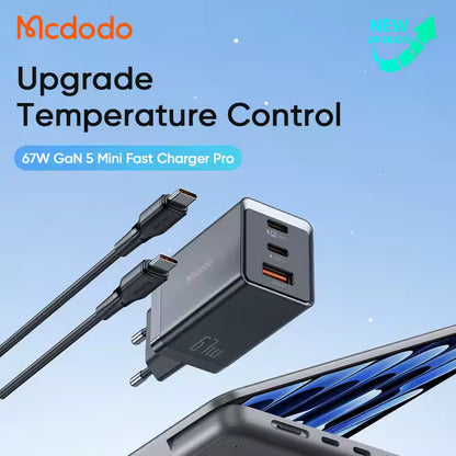Mcdodo 154 70W GaN USB C Charger Kit With Cable 36W C to L 1.2M PD3.0 QC4 2C1U Type-C 67W Charger for Laptop Tablet Mobile Phone