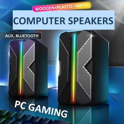 Professional RGB LED Computer Audio USB Computer Desktop Small Wood Home Mini Portable Selling Gaming Speakers