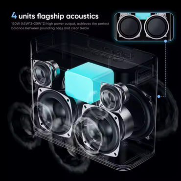 VIDVIE High End 150W Heavy Metal Subwoofer Speaker Bass Wireless Portable Outdoor Dual Microphone Karaoke Parlante Speakers