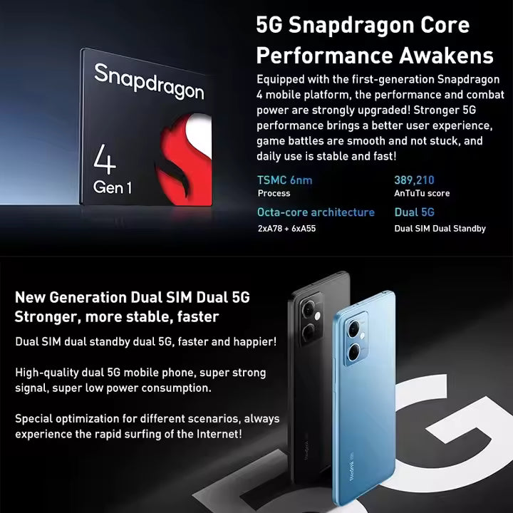Original Xiaomi Redmi Note 12 5G Mobile Phone Unlocked 5000mAh Battery 6.67 Inch Dual SIM 5G Smart Phone Xiaomi