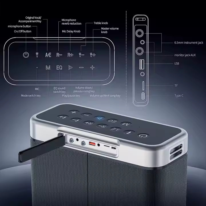 VIDVIE High End 150W Heavy Metal Subwoofer Speaker Bass Wireless Portable Outdoor Dual Microphone Karaoke Parlante Speakers