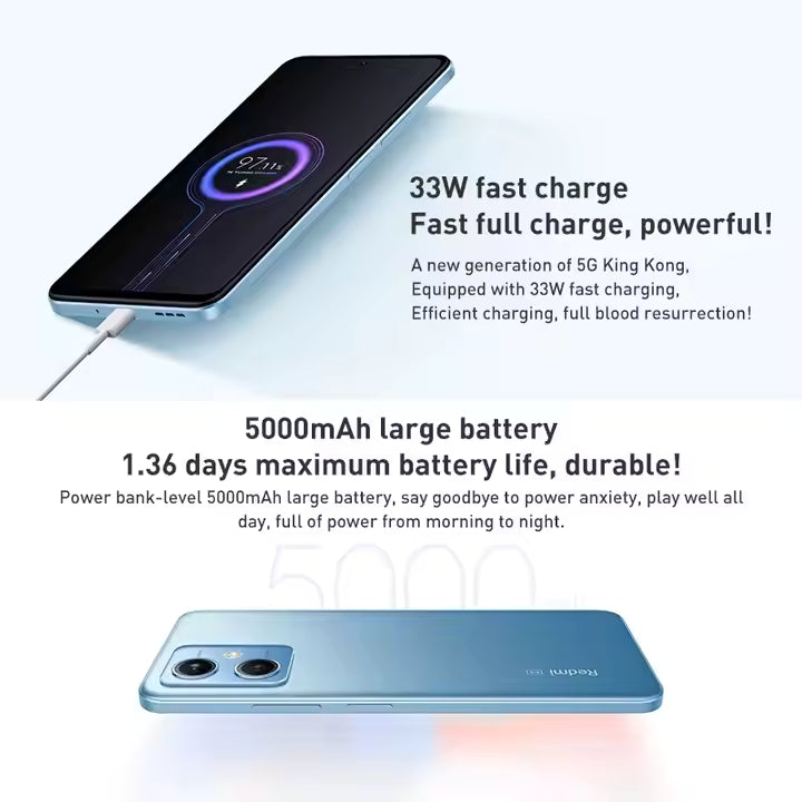 Original Xiaomi Redmi Note 12 5G Mobile Phone Unlocked 5000mAh Battery 6.67 Inch Dual SIM 5G Smart Phone Xiaomi