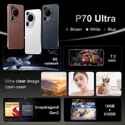 Huawe Hawei P70 Pro Phone Android Smartphone High Quality 7.3 Inch 6800mah 12gb+512gb Smart Phone Smartphone 5g Global Version